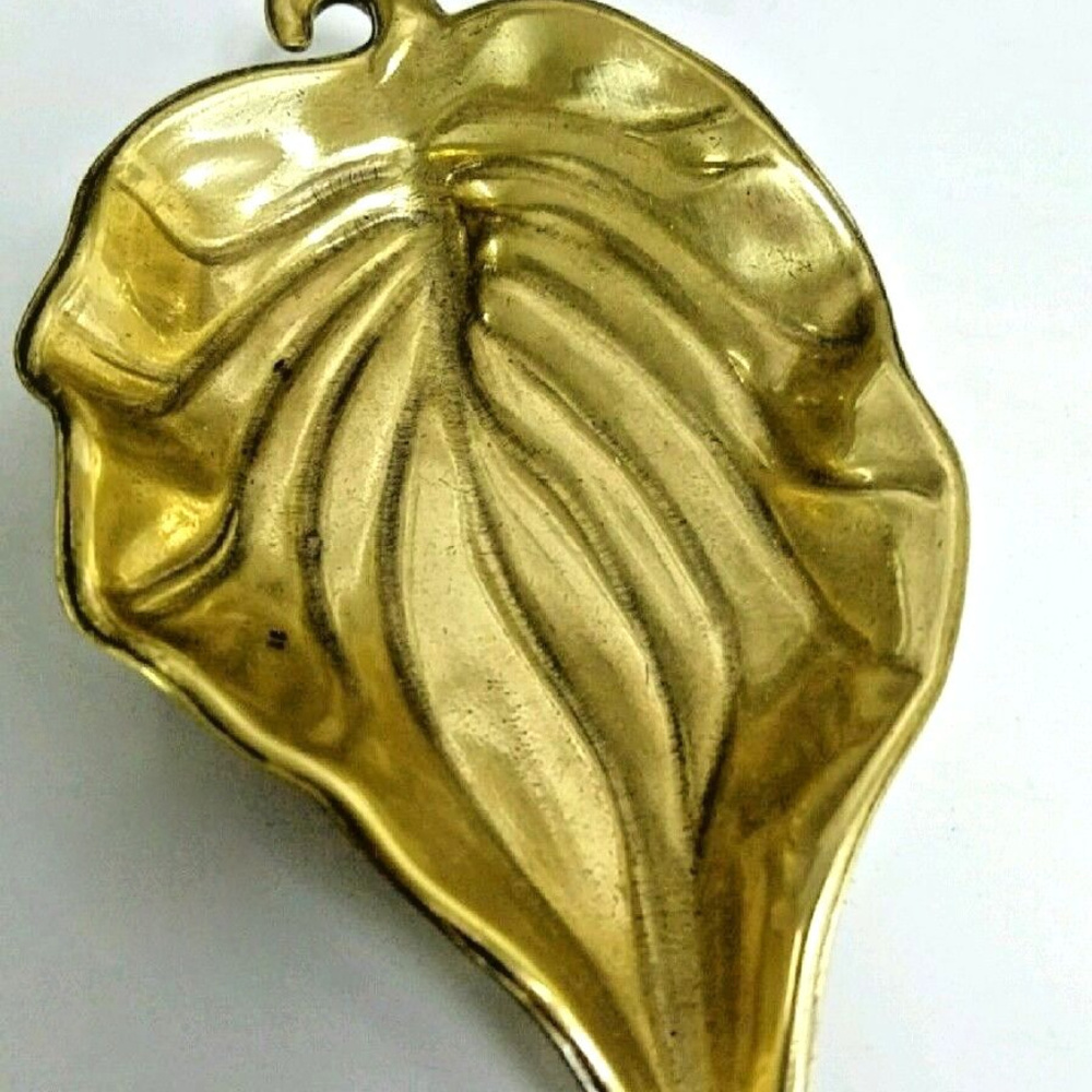 Vintage Baldwin Solid Brass Leaf Shape Ring Holde… - image 3